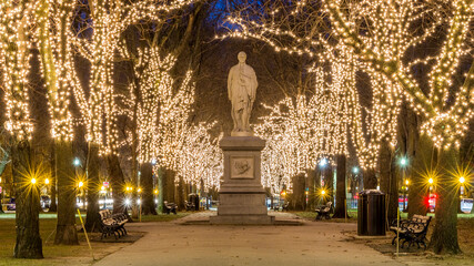 Wall Mural - Boston in Massachusetts, USA with its Christmas Lights on.