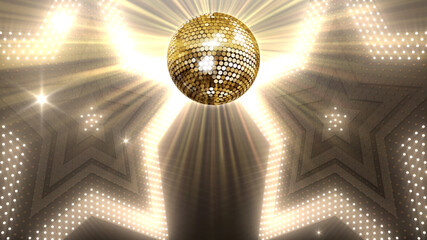 Wall Mural - Mirror Ball Disco Lights Club Dance Party Glitter 3D illustration