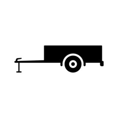 Wall Mural - Trailer icon. Caravan. Black silhouette. Side view. Vector simple flat graphic illustration. The isolated object on a white background. Isolate.