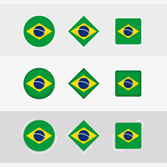 Wall Mural - Brazil flag icons set, vector flag of Brazil.