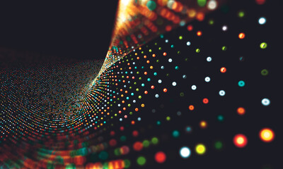 Wall Mural - malla o red con líneas y formas geométricas detalle. ilustración 3d. fondo abstracto de la tecnologí