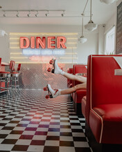 Roller Skates Of 1950s Diner Waitress