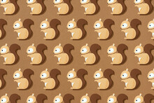Squirrel Cute Seamless Pattern Paper Cut