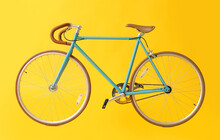 Stylish Bicycle On Yellow Background