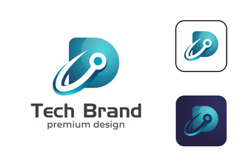 Wall Mural - Modern letter D circuit technology logo for identity brand