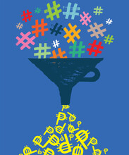 Funnel With Hashtag Symbols And Peso Signs