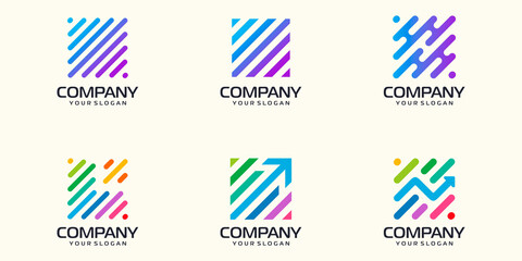 set of symbols abstract technology digital, biotechnology, tech icons logo design template.