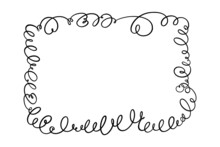 Squiggle And Swirl Border. Hand Drawn Calligraphic Swirly Frame. Vector Illustration In Doodle Style