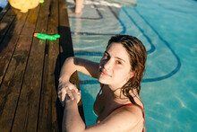 Teen Pretty Woman Inside The Pool
