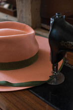 Detail Of A Pink Felt Hat In-progress