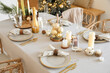 © Pixel-Shot - Dining table with setting for Christmas celebration indoors