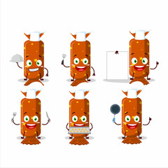 Poster - Cartoon character of orange long candy package with various chef emoticons