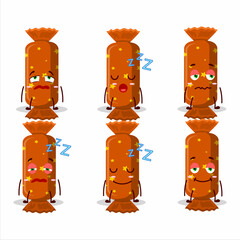 Canvas Print - Cartoon character of orange long candy package with sleepy expression