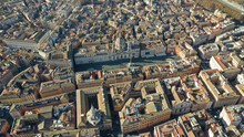 Aerial Drone Photo Of Famous Elliptical Piazza Navona An Elegant Square Dating From The 1st Century A.D., With A Classical Fountain, Street Artists And Bars A True Tourist Attraction, Rome, Italy