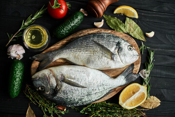 Wall Mural - fish ingredients for cooking restaurants sea food