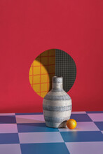 Retro Color Setting Of A Horizontal Striped Ceramic Vase