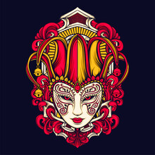 feamel jester head illustration