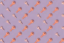 Pattern Of Pink Keys In Different Positions And Sizes.