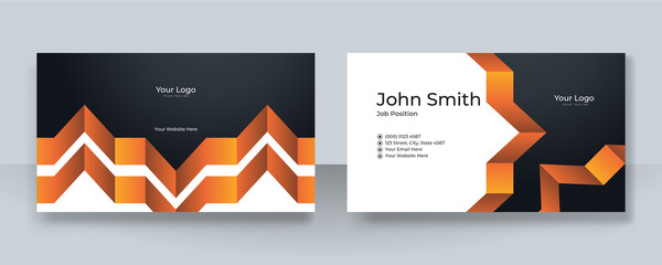 Modern orange and black business card design template. Elegant professional creative and clean business card template with corporate identity concept. Vector illustration