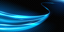 Abstract Speed Blue Line Background Poster With Dynamic. Light Effect Png. Technology Network Vector Illustration.