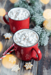 Wall Mural - Christmas hot cocoa  in the red cup