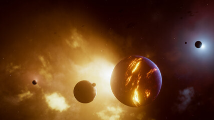 Wall Mural - space nebula planet background