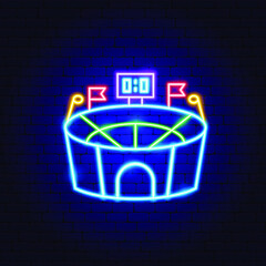 Sticker - Stadium Neon Sign. Vector Illustration of Sport Promotion.