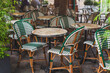 terrace of cafe in Paris in summer, France