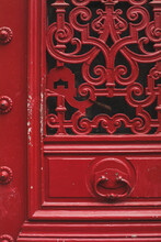 Red Door Handle In Paris, France