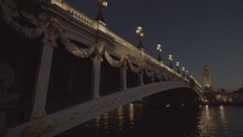 Panoramic Of Alexandre III Bridge In Paris By Night