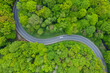 © Westend61 - Aerial view of asphalt road winding through green springtime forest