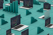 © Marcos Osorio/Stocksy - Laptops showing stock market statistics on screen