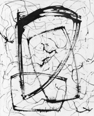 A monochrome abstract caligraphic design; by cola pen.