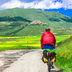 Wall Mural - cycling in Sibilini mountains(Italy), outdoor sport activiies