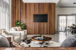 © Jodie Johnson Photography/Stocksy - Interior timber wall living room