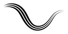 Curved Graceful Triple Line, Vector, Ribbon As An Elegant Calligraphy Element, Gracefully Curved Line