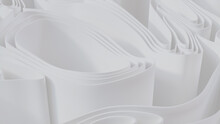 White 3D Ribbons Form A Light Abstract Wallpaper. 3D Render. 