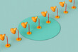 © Giada Canu/Stocksy - Yellow vintage lamp in a row with copy space. 3D render