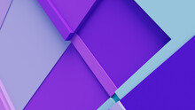 Purple And Turquoise Tech Background With A Geometric 3D Structure. Clean, Minimal Design With Simple Futuristic Forms. 3D Render.