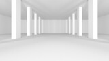 Fototapeta Do przedpokoju - Illuminated corridor interior design. Empty Room Interior Background