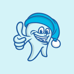 Wall Mural - Mascot Character Cartoon Dental Logo Design Vector Illustration Template Idea