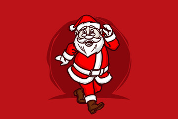 Wall Mural - Cartoon mascot character Happy Santa Logo Design Vector Illustration Template Idea