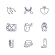 Equestrian outline icons, equestrian dressage, online store design