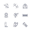 Equestrian outline icons, online shop design, show jumping items
