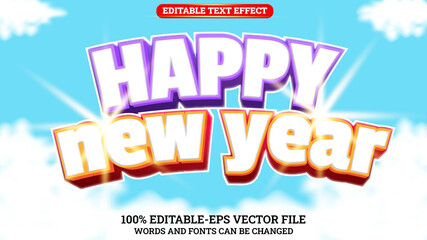 Wall Mural - Text Effect Editable Happy New Year