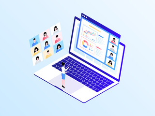 Wall Mural - business presentation isometric illustration light gradient. suitable for mobile app, website, banne