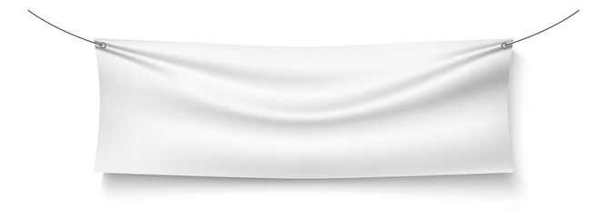 hanging fabric banner mockup. realistic vinyl poster template