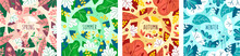 Vector Set Of Seasonal Illustrations In A Flat Style