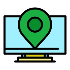 Canvas Print - Location monitor icon. Outline location monitor vector icon color flat isolated