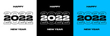 Happy New Year 2022 Modern Design Template Vector. Futuristic 2022 Logotype with 'Happy New Year' Text. Set of Template for New Year 20202 Greeting Card or Social Media Post.